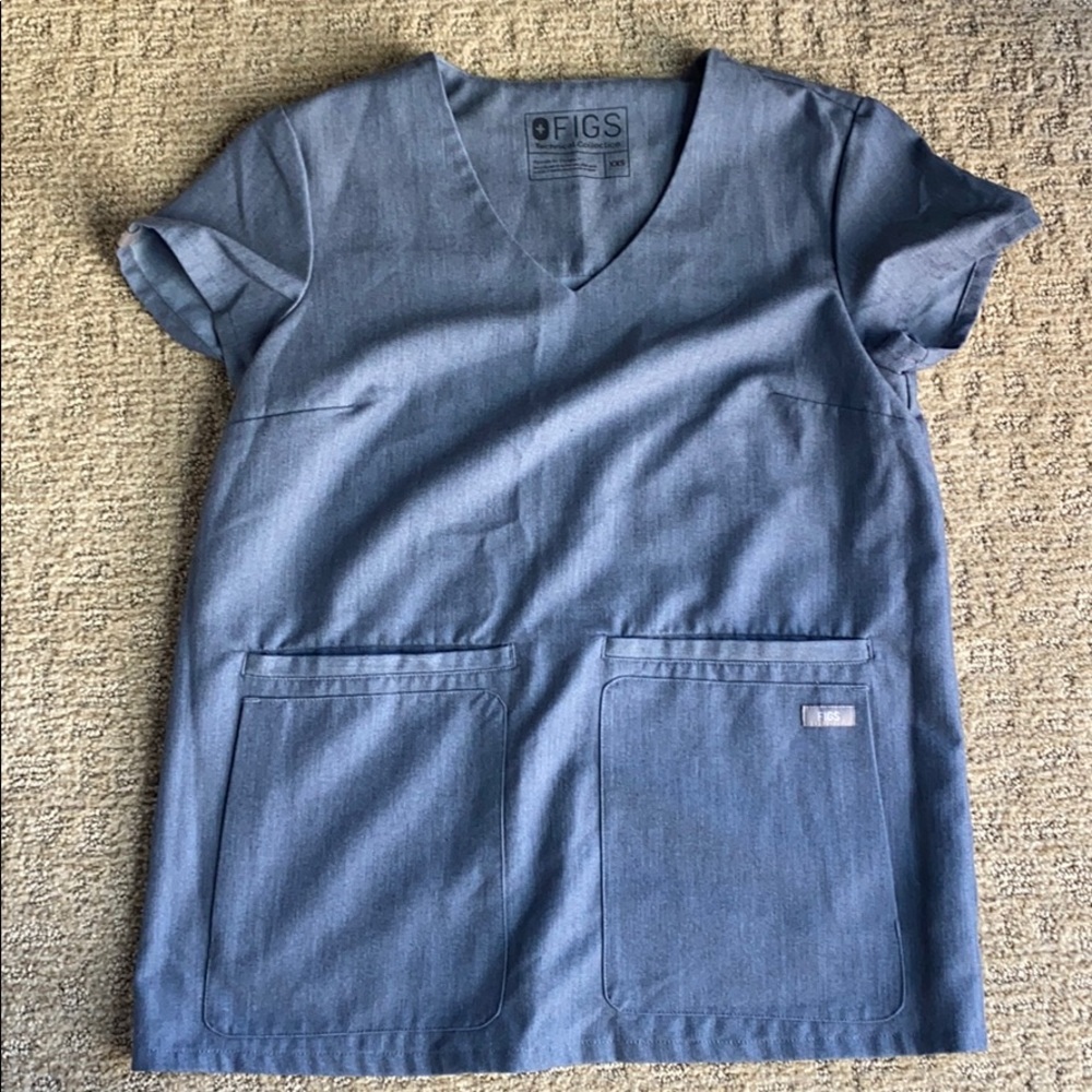 FIGS XXS Heather denim - CUSCO top - Limited!